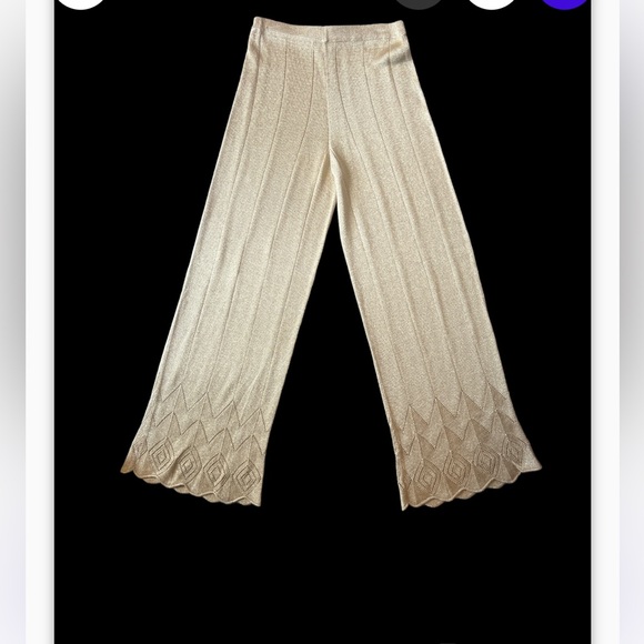 Louisa Spagnoli gold sparkly knit pants high waist - Picture 2 of 9
